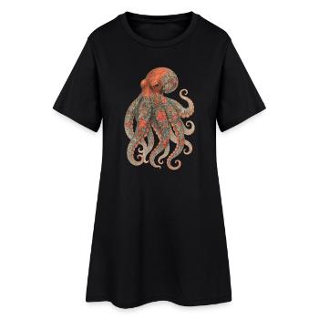 Octopus Yakuza – Aquarelle Tatouée Élégance - Robe T-shirt Femme - noir - Devant