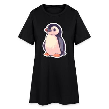 Pinguin - Frauen T-Shirt-Kleid - Schwarz - Vorne