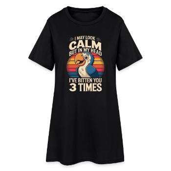 Perroquet disant que j’ai peut-être l’air calme mais dans ma tête - Robe T-shirt Femme - noir - Devant