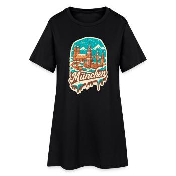 Munich in Winter - Romantic Illustration - Women’s T-Shirt Dress - black - Front