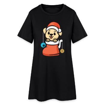 Chiot de Noël avec bijoux dans le coffre - Robe T-shirt Femme - noir - Devant