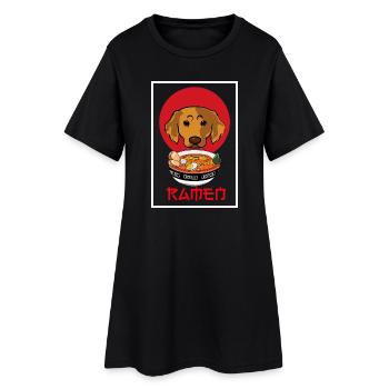 Golden Retriever Ramen Cute Dog Japanese Noodle - Women’s T-Shirt Dress - black - Front
