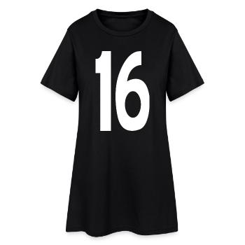 16 Sechzehn - Frauen T-Shirt-Kleid - Schwarz - Vorne
