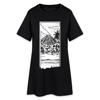 Vulkan - Frauen T-Shirt-Kleid - Schwarz - Vorne