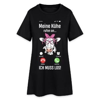 Meine Kühe Rufen An Ich Muss Los Bauer Bäuerin - Frauen T-Shirt-Kleid - Schwarz - Vorne