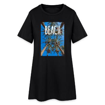 Plage des palmiers dattiers - Robe T-shirt Femme - noir - Devant