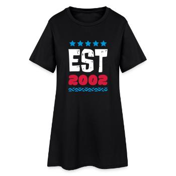 EST 2002 - ESTABLISHED IN 2002 - Frauen T-Shirt-Kleid - Schwarz - Vorne