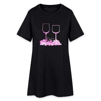 Weingläser Weinrebe Weinblatt - Frauen T-Shirt-Kleid - Schwarz - Vorne
