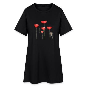 Maus Mohn Tier Sommer witzig frech - Frauen T-Shirt-Kleid - Schwarz - Vorne