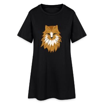 Braune Katze - Frauen T-Shirt-Kleid - Schwarz - Vorne