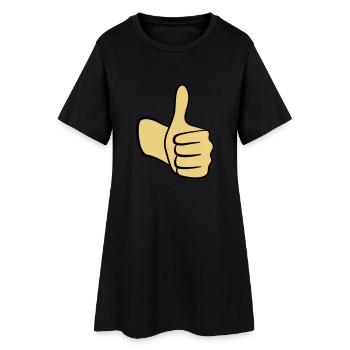 Daumen hoch! - Frauen T-Shirt-Kleid - Schwarz - Vorne