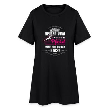 Pferd - lustig - Pony - Stall - Frauen T-Shirt-Kleid - Schwarz - Vorne