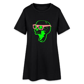 funny skull - Frauen T-Shirt-Kleid - Schwarz - Vorne