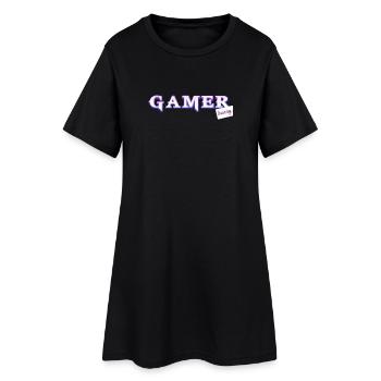 Jeder gamer braucht sein bunny! - Frauen T-Shirt-Kleid - Schwarz - Vorne