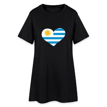 Uruguay Herz; Heart Uruguay - Frauen T-Shirt-Kleid - Schwarz - Vorne
