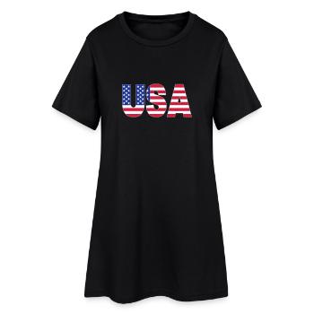 USA - Frauen T-Shirt-Kleid - Schwarz - Vorne
