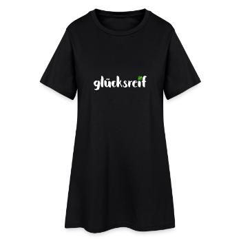 Glücksreif - Lebensglück Kleeblatt Glücksbringer - Frauen T-Shirt-Kleid - Schwarz - Vorne