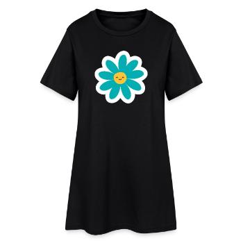 Kawaii Turquoise Daisy Smile - Women’s T-Shirt Dress - black - Front