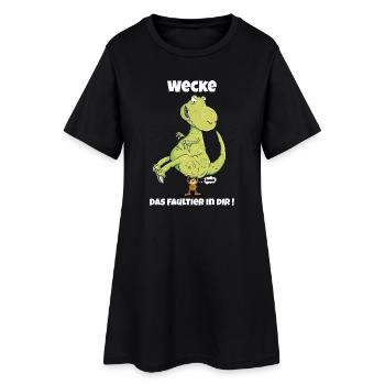 Wecke Das Faultier I Dinosaurier I Dino T-Rex - Frauen T-Shirt-Kleid - Schwarz - Vorne