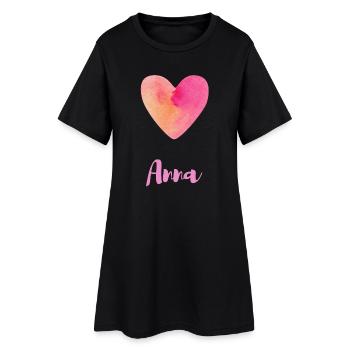 Anna Pink Heart Typographie Tenue de fille - Robe T-shirt Femme - noir - Devant
