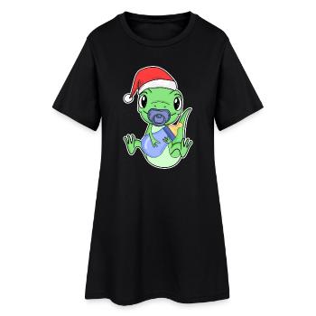 Bébé Lézard Noël - Robe T-shirt Femme - noir - Devant