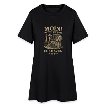 Cuxhaven Moin Urlaub Strandkorb Meer - Frauen T-Shirt-Kleid - Schwarz - Vorne