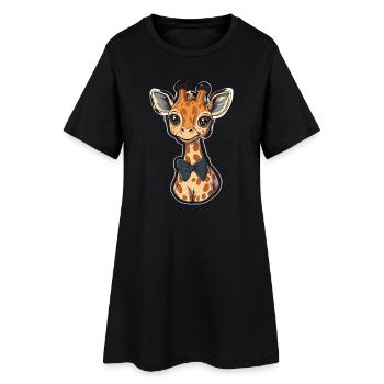 Giraffe - Frauen T-Shirt-Kleid - Schwarz - Vorne