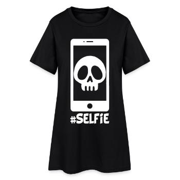 Selfie of a white skull - Women’s T-Shirt Dress - black - Front