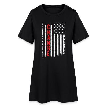 Creative American Flag with Shock Effect - Women’s T-Shirt Dress - black - Front