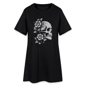 Portrait de crâne floral - Robe T-shirt Femme - noir - Devant