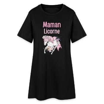 Maman Licorne Pastel Florale - Robe T-shirt Femme - noir - Devant