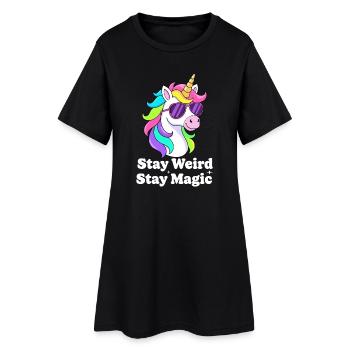 Colorful unicorn with sunglasses - Women’s T-Shirt Dress - black - Front