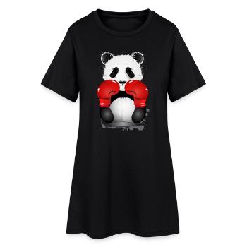 Boxing Panda - Motif animalier de style graffiti amusant - Robe T-shirt Femme - noir - Devant