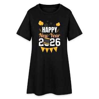 Bonne Année 2026 Style Doré Festif - Robe T-shirt Femme - noir - Devant