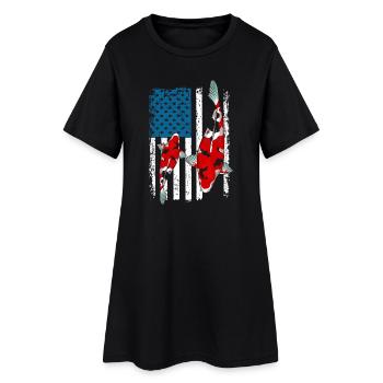 Patriotic Koi Fish USA Drapeau Pond Life Pride - Robe T-shirt Femme - noir - Devant