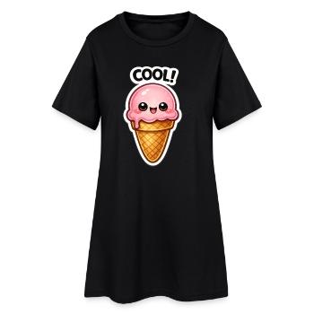 Autocollant de glace Kawaii - Robe T-shirt Femme - noir - Devant