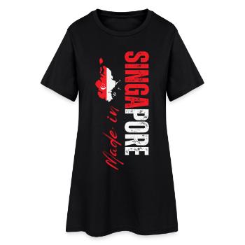 Fabriqué à Singapour, né à Singapour - Robe T-shirt Femme - noir - Devant