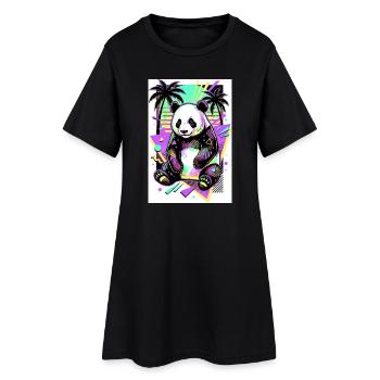 Panda - Frauen T-Shirt-Kleid - Schwarz - Vorne