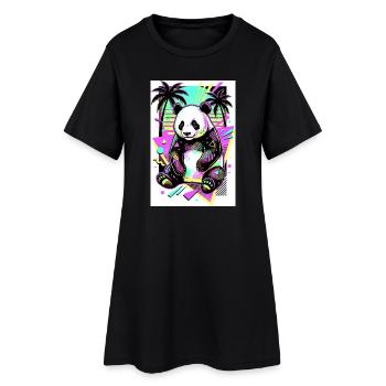 Panda - Frauen T-Shirt-Kleid - Schwarz - Vorne
