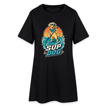 Dog SUP Paddleboard Board Stand Up Paddle - Robe T-shirt Femme - noir - Devant