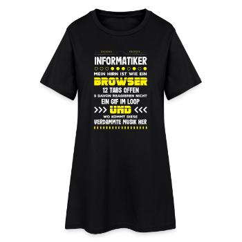 Informatiker Hirn Browser - Frauen T-Shirt-Kleid - Schwarz - Vorne