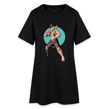 PigPirate - Frauen T-Shirt-Kleid - Schwarz - Vorne