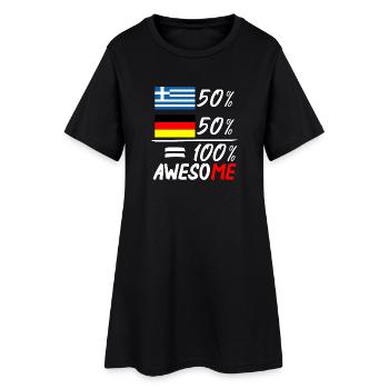50% Griechisch 50% Deutsch - Frauen T-Shirt-Kleid - Schwarz - Vorne