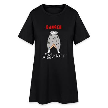 Danger Wiggle Butt Australian Shepherd - Women’s T-Shirt Dress - black - Front