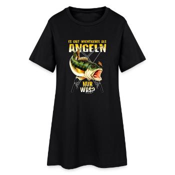 Es gibt wichtigeres als Angeln nur was - Best of - Frauen T-Shirt-Kleid - Schwarz - Vorne