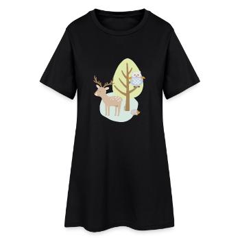 Patch_Hirsch2 - Frauen T-Shirt-Kleid - Schwarz - Vorne