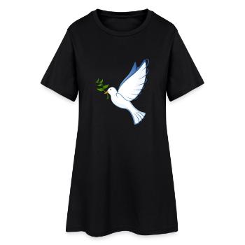 Taube - Frauen T-Shirt-Kleid - Schwarz - Vorne