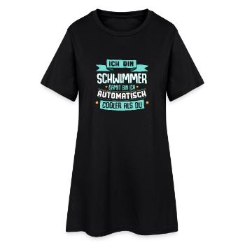 Cooler Schwimmer - Shirt mit lustigem Spruch. - Frauen T-Shirt-Kleid - Schwarz - Vorne