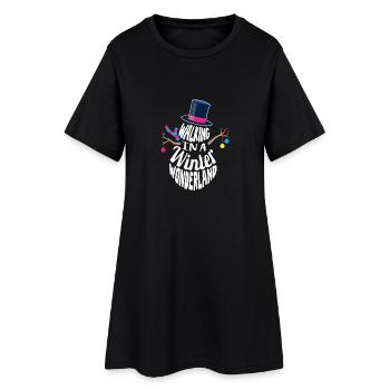 Walking in a winter wonderland snowman - Women’s T-Shirt Dress - black - Front