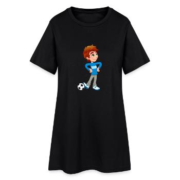 Boy Soccer Player - Frauen T-Shirt-Kleid - Schwarz - Vorne
